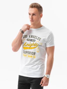 T-shirt męski z nadrukiem - biały v-23d s1434 - xxl na raty