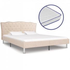 Łóżko z materacem memory, tkanina, beżowe, 160x200 cm na raty