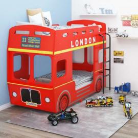 Łóżko piętrowe w kształcie autobusu z londynu, mdf, 90x200 cm na raty