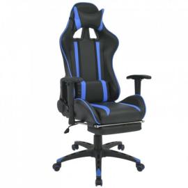 Regulowane krzesło biurowe z podnóżkiem, niebieskie na raty