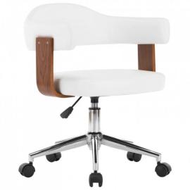 Obrotowe krzesło biurowe, białe, gięte drewno i sztuczna skóra na raty