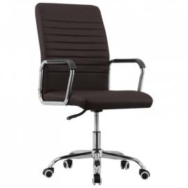 Obrotowe krzesło biurowe, brązowe, tapicerowane tkaniną na raty