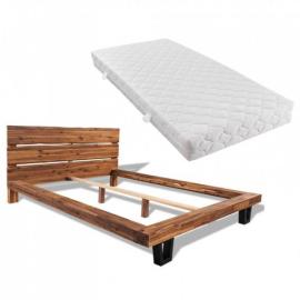 Łóżko z materacem, lite drewno akacjowe, 140x200 cm na raty