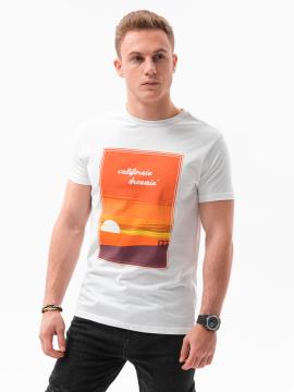 T-shirt męski z nadrukiem - biały v-1a s1434 - xxl na raty