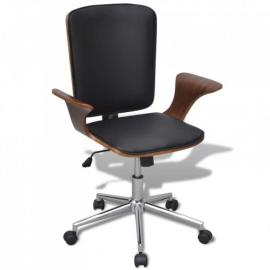 Obrotowe krzesło biurowe, gięte drewno i skóra ekologiczna na raty