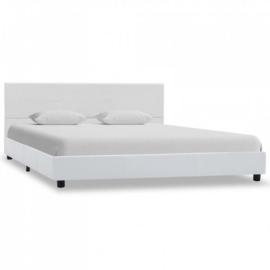 Rama łóżka z podnośnikiem, biała, sztuczna skóra, 120 x 200 cm na raty