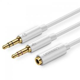 Ugreen av140 rozdzielacz audio aux słuchawki + mikrofon do kabel mini jack 3,5 mm (biały) na raty