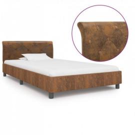 Rama łóżka, brązowa, sztuczna skóra zamszowa, 90 x 200 cm na raty