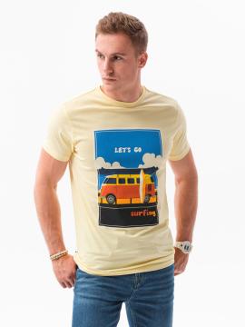 T-shirt męski z nadrukiem - żółty v-8b s1434 - xxl na raty