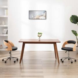 Obrotowe krzesło biurowe, czarne, gięte drewno i sztuczna skóra na raty