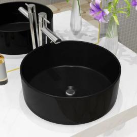 Umywalka ceramiczna, okrągła, 40 x 15 cm, czarna na raty
