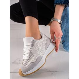 Trendi casualowe buty sportowe na platformie beżowy białe na raty