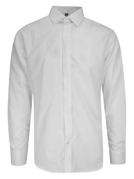 Koszula klasyczny krój, biała z plisą, na spinki, bawełniana z długim rękawem -victorio na raty