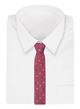 Krawat czerwony w serduszka, koniczynkę, 7 cm, elegancki, klasyczny, męski -alties na raty