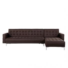 Sofa lewostronna ciemnobrązowa tapicerowana rozkładana aberdeen blmeble na raty
