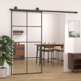 Drzwi przesuwne, czarne, 102,5x205 cm, szkło esg i aluminium na raty