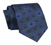 Krawat - alties - niebieskie kwiaty na granatowym tle na raty