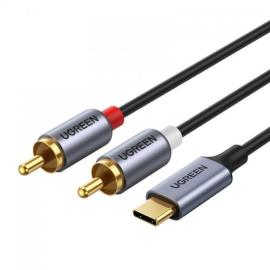 Ugreen cm451 kabel usb-c do 2x rca (cinch) 1.5m (czarny) na raty