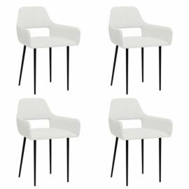 Krzesła stołowe, 4 szt., białe, tapicerowane tkaniną na raty