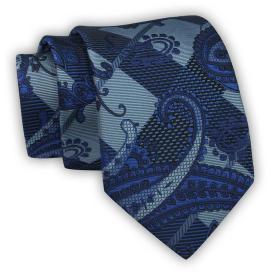Krawat alties (7 cm) - niebiesko granatowy duży wzór na raty