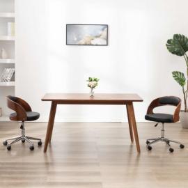 Obrotowe krzesło biurowe, czarne, gięte drewno i sztuczna skóra na raty