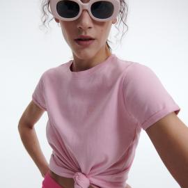 T-shirt slim fit - różowy na raty