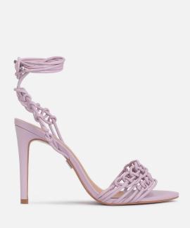 Wiązane sandały damskie w modnym fioletowym kolorze na raty