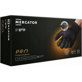 Rękawice nitrylowe czarne mercator gogrip black go grip 50 szt. xl, rękawice ochronne, rękawice warsztatowe na raty