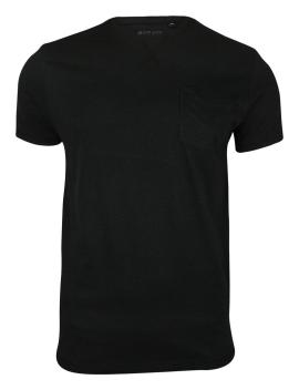 Czarny bawełniany t-shirt (koszulka) z kieszonką, bez nadruku - brave soul, męski na raty