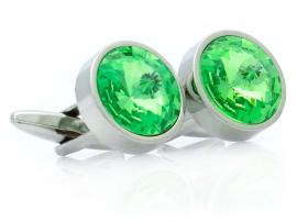 Okrągłe spinki z zielonymi kryształami m2 na raty
