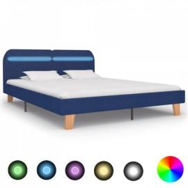Rama łóżka z led, niebieska, tapicerowana tkaniną, 180 x 200 cm na raty