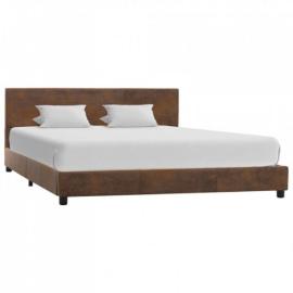 Rama łóżka, brązowa, sztuczna skóra zamszowa, 160 x 200 cm na raty