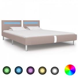 Rama łóżka led, kolor cappuccino, sztuczna skóra, 160 x 200 cm na raty