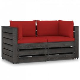 Ogrodowa sofa 2-os z poduszkami, impregnowane na szaro drewno na raty