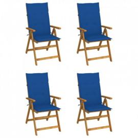 Rozkładane krzesła ogrodowe z poduszkami, 4 szt., lita akacja na raty