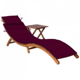 Ogrodowy leżak ze stolikiem i poduszką, lite drewno akacjowe na raty