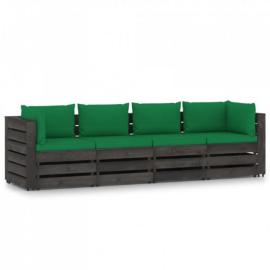 Ogrodowa sofa 4-os. z poduszkami, impregnowane na szaro drewno na raty