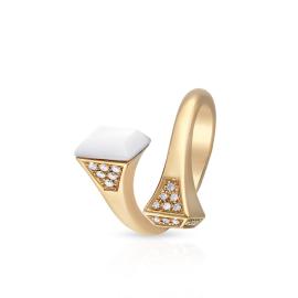 W.kruk wspaniały pierścionek złoty - złoto 750, brylant 0,19 ct, masa perłowa - zcr/pb+132r na raty
