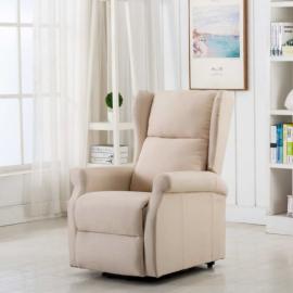 Fotel pionizujący z funkcją masażu, kremowy, tkanina na raty