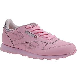 Reebok classic leather metallic, dziewczęce buty sportowe, różowe na raty