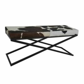 Foot-of-bed bench dkd home decor czarny beżowy metal brązowy skóra biały kolonialny (120 x 40 x 50 cm) na raty