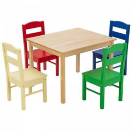 Zestaw kolorowych mebli dla dzieci stół i 4 krzesła na raty